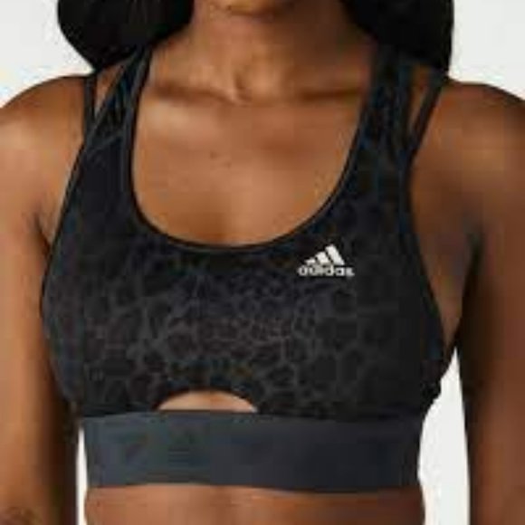 NEW Adidas Aeroready Hyperglam Light Support Bra Women's SZ XL HM8638 BLACK - Picture 3 of 8